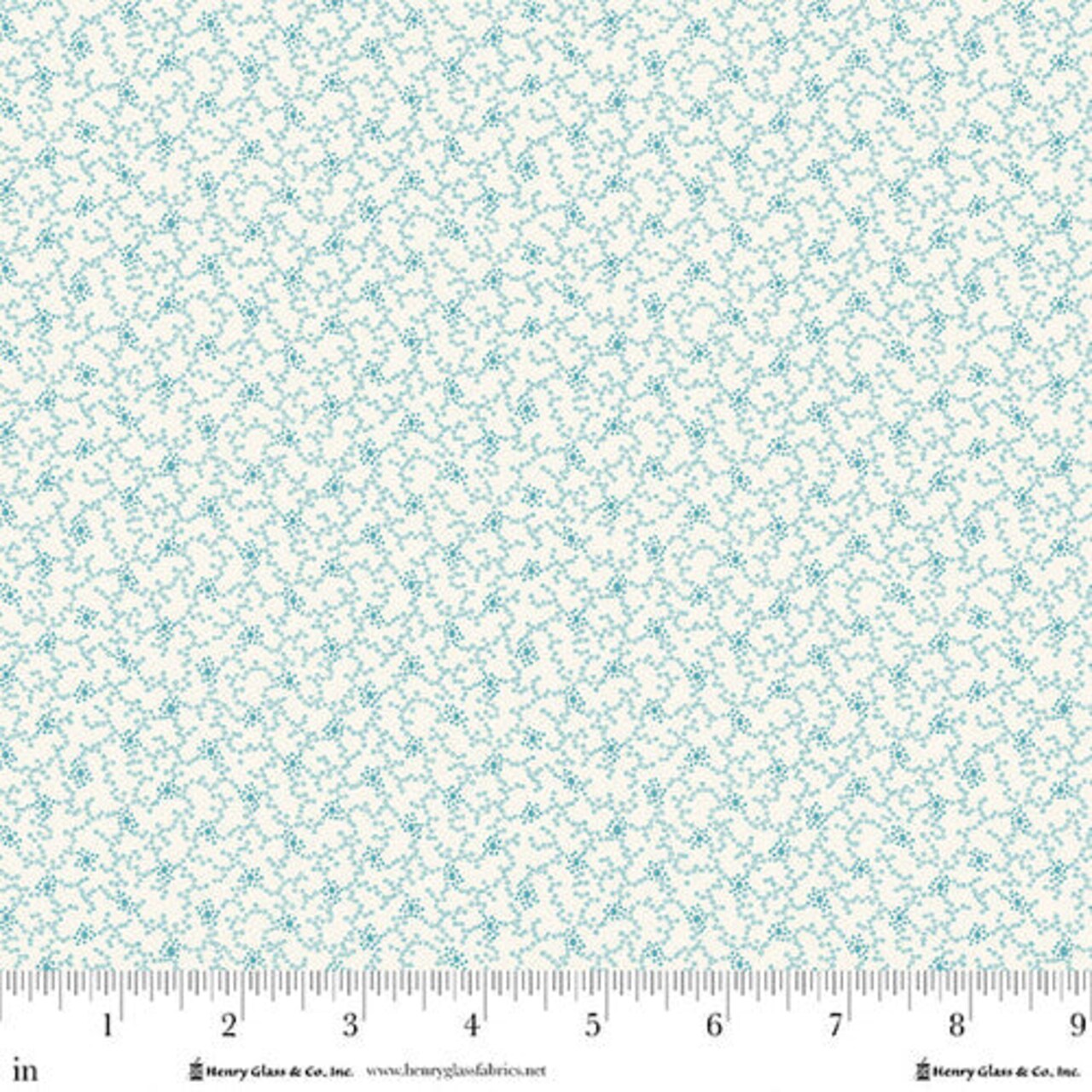 Fabric Henry Glass Cream/Blue Dot Vines Frosty and Forest Friends by the Quarter Yard 2042-01